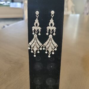 Kirks Folly art deco Swarovski crystal chandelier wedding black tie earrings